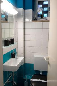 a bathroom with a sink and a toilet at EUFORY BDSM-Domizil in Hamburg