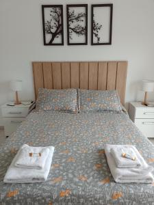 a bedroom with a bed with two towels on it at Alojamientos Litoral - 3A in Gualeguaychú