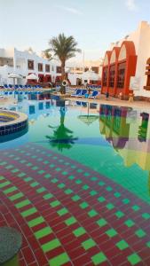Sharm Inn Amarein - Boutique Hotel في شرم الشيخ: مسبح في منتجع فيه كراسي و نخلة
