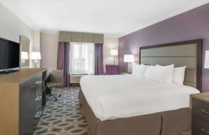 紐奧良的住宿－新奧爾良東溫德姆花園酒店，一间酒店客房,配有一张大床和一台平面电视