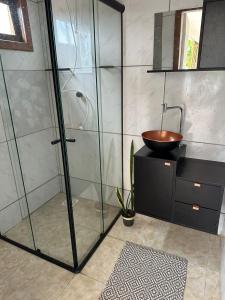 Koupelna v ubytování Recanto Pé na Areia SC