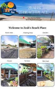 un collage de diferentes fotos de una playa en Zeah's Beach Place, en Bulusan