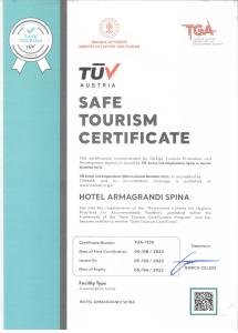 a permit for a safe tourism certificate with a ticket at Armagrandi Spina Hotel-Special Category in Istanbul