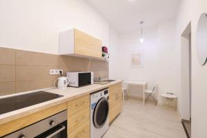 a kitchen with a sink and a washing machine at 2 bedroom flat in Nyar str., Boutique in Budapest