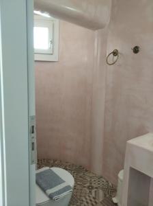 a bathroom with a toilet and a sink at Amorgaia 2 in Katapola