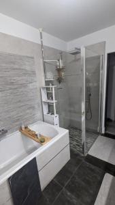 Koupelna v ubytování Landes Conviviales, CHAMBRES chez l'habitante, Laëtitia ! + 37 fotografií