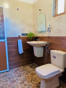 een badkamer met een toilet en een wastafel bij Art House in Dikwella