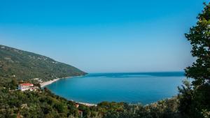 a view of a beach from a hill at Marabou Hotel Chorefto in Chorefto