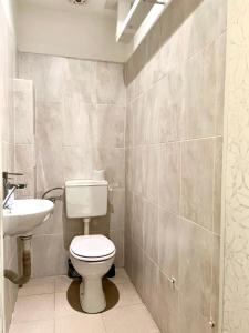 ein Bad mit einem WC und einem Waschbecken in der Unterkunft Flower house 4 in Sofia