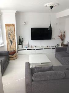 Μια τηλεόραση ή/και κέντρο ψυχαγωγίας στο Stunning Richmond Maisionette with rooftop patio