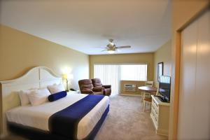 a hotel room with a bed and a television at Shoreline Island Resort - Exclusively Adult in St. Pete Beach