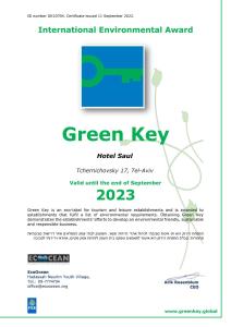 a screenshot of the green key website at Hotel Saul in Tel Aviv