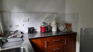 a kitchen with a counter top with a appliance on it at Blue Ridge Homestay in Kandy