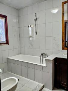 a bathroom with a tub and a toilet and a sink at Appartamento Dimora dei marchi in Cosenza
