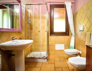 ドームス・デ・マリーアにあるCase Vacanza Bithiaのバスルーム(シンク、シャワー、トイレ付)