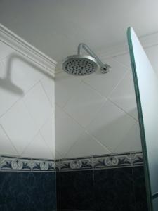 a shower with a shower head in a bathroom at Departamento Rivadavia in Santa Rosa