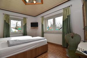 格拉茲的住宿－PM-APART Ries Rosina，一间卧室设有两张床和两个窗户。
