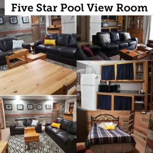 a collage of photos of a five star pod room at Five Star Ranch in Milton