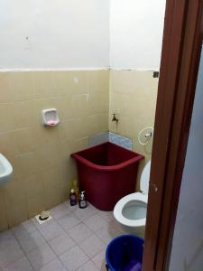 ein Badezimmer mit einer Badewanne neben einem WC in der Unterkunft Alor Setar Homestay in Kuala Kedah