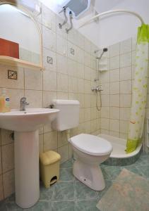 a bathroom with a toilet and a sink and a shower at Apartments Slavica in Ubli