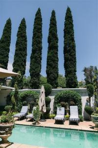 a group of chairs and umbrellas next to a pool at Pheasant Hill Bed and Breakfast in Rietvalleirand