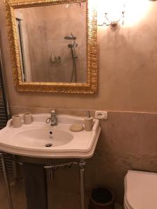 フィレンツェにあるAppartamento Casa Danteのバスルーム(洗面台、鏡、トイレ付)
