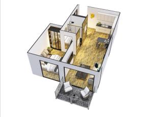 una configurazione di un piano di una casa di Apartamentai centre a Birštonas