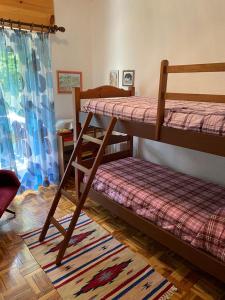 a room with two bunk beds and a rug at Fiordaliso in Santo Stefano dʼAveto