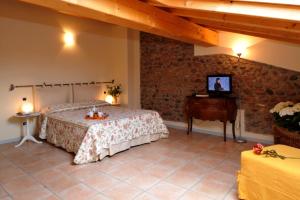 a bedroom with a bed and a tv in a room at Agriturismo Al Barco in Sommacampagna