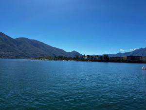 a large body of water with mountains in the background at Apartment Vela da Reto by Interhome in Muralto