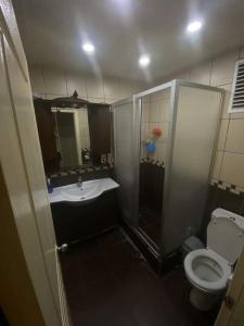 een badkamer met een douche, een toilet en een wastafel bij Private Room in Istanbul #67 in Istanbul