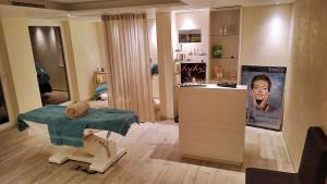 TV a/nebo společenská místnost v ubytování Logis Gourmet & Relax Hotel De La Sure