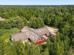 an aerial view of a house in the woods at Holiday Home Jenna - 1-4km from the sea in Western Jutland in Vesterhede