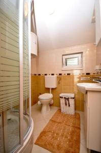 a bathroom with a toilet and a sink and a shower at House Boze in Vinišće