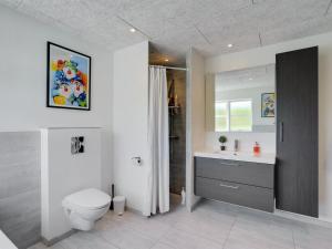 ein Bad mit einem WC und einem Waschbecken in der Unterkunft Holiday Home Ingwio - 1-5km from the sea in NW Jutland by Interhome in Torsted
