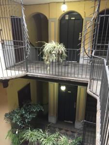 トリノにあるCasa Vibrisseの階段と植物のある建物の景色
