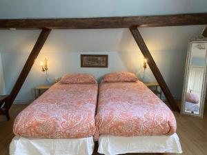 a bedroom with two beds in a attic at Theaterherberg in Warfhuizen