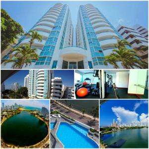 un collage de fotos de un edificio en Torres del lago Pegasus Group Cartagena, en Cartagena de Indias