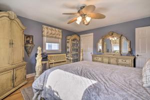 a bedroom with a bed and a ceiling fan at Jersey Shore Getaway with Grill Walk to Beach! in Belmar