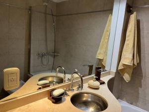 y baño con lavabo y ducha. en Hermoso Apartamento en Caballito a 200mts del metro en Buenos Aires