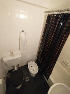 a small bathroom with a toilet and a shower at Hermoso Apartamento en el centro de Buenos Aires. in Buenos Aires