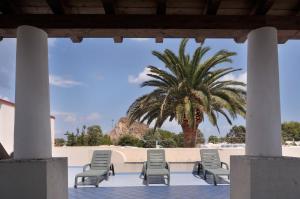 a group of chairs and a palm tree at Hotel Aura in Vulcano