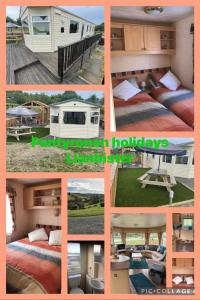 a collage of pictures of houses and a campground at Pant yr onen holidays in Llandrindod Wells