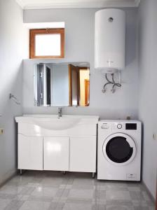 a bathroom with a sink and a washing machine at Anna Home B&B in Areni