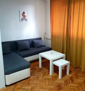 - un salon avec un canapé et une table dans l'établissement Fenix Apartman, à Zaječar