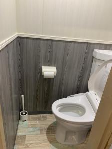 a bathroom with a white toilet in a room at 山下ホテル301 in Kurosakimachi