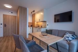 Televízia a/alebo spoločenská miestnosť v ubytovaní Apartamenty na Uroczysku