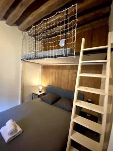 a bedroom with a bunk bed with a ladder at Cathédrale in Moulins