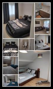 un collage de diferentes fotos de un dormitorio en COSY HOME - Wifi - Paris/Orly - Accès 24/24 en Sainte-Geneviève-des-Bois