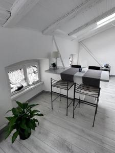 Habitación con mesa, sillas y planta en Angel, en Trieste